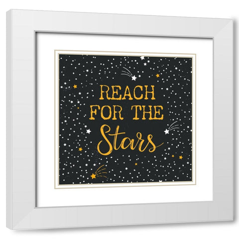 Reach for the Stars Charcoal Sq White Modern Wood Framed Art Print with Double Matting by Panganiban, Karyn