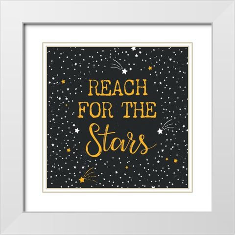 Reach for the Stars Charcoal Sq White Modern Wood Framed Art Print with Double Matting by Panganiban, Karyn