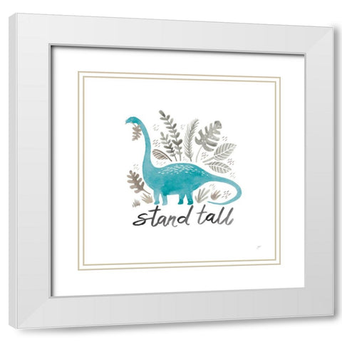 Dino Inspiration II Aqua White Modern Wood Framed Art Print with Double Matting by Panganiban, Karyn