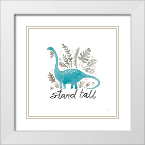 Dino Inspiration II Aqua White Modern Wood Framed Art Print with Double Matting by Panganiban, Karyn