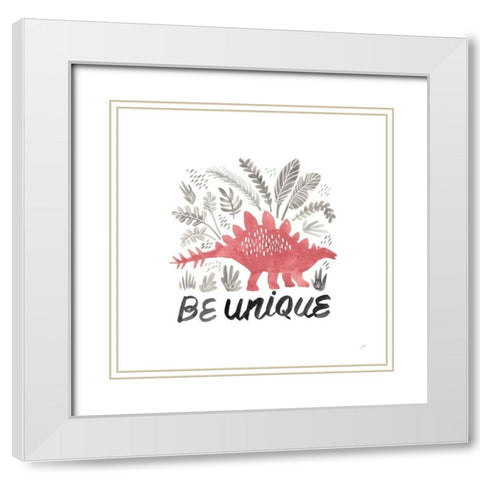 Dino Inspiration III Coral White Modern Wood Framed Art Print with Double Matting by Panganiban, Karyn