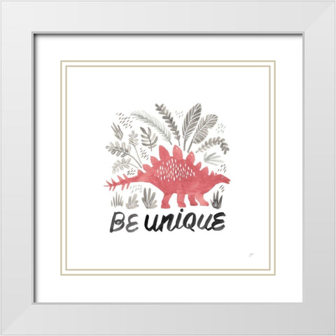 Dino Inspiration III Coral White Modern Wood Framed Art Print with Double Matting by Panganiban, Karyn