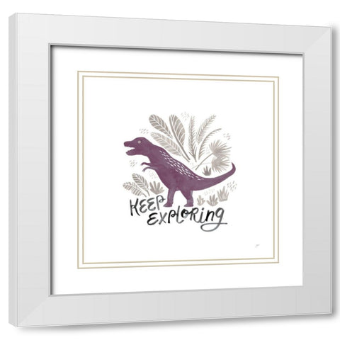 Dino Inspiration IV Purple White Modern Wood Framed Art Print with Double Matting by Panganiban, Karyn