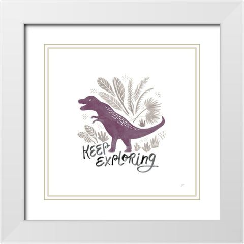 Dino Inspiration IV Purple White Modern Wood Framed Art Print with Double Matting by Panganiban, Karyn