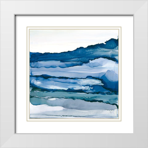 Blue Grayscape III White Modern Wood Framed Art Print with Double Matting by Paschke, Chris