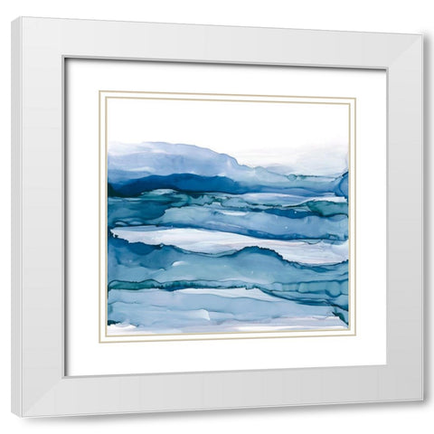 Blue Grayscape IV White Modern Wood Framed Art Print with Double Matting by Paschke, Chris