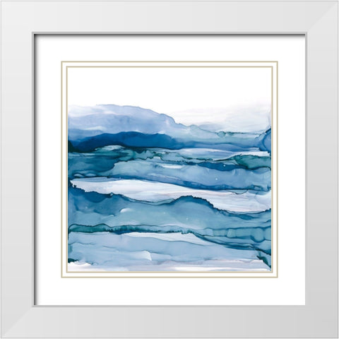 Blue Grayscape IV White Modern Wood Framed Art Print with Double Matting by Paschke, Chris