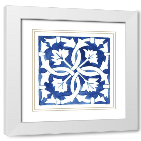 Andalusian Tile III White Modern Wood Framed Art Print with Double Matting by Charro, Mercedes Lopez