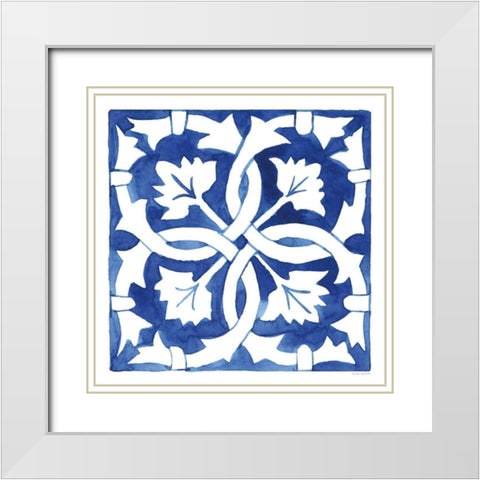 Andalusian Tile III White Modern Wood Framed Art Print with Double Matting by Charro, Mercedes Lopez