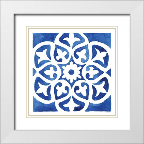 Andalusian Tile IV White Modern Wood Framed Art Print with Double Matting by Charro, Mercedes Lopez