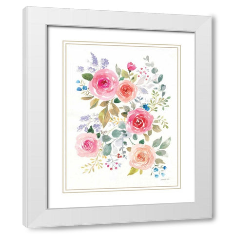 Lush Roses II White Modern Wood Framed Art Print with Double Matting by Nai, Danhui