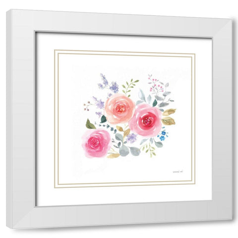 Lush Roses IV White Modern Wood Framed Art Print with Double Matting by Nai, Danhui