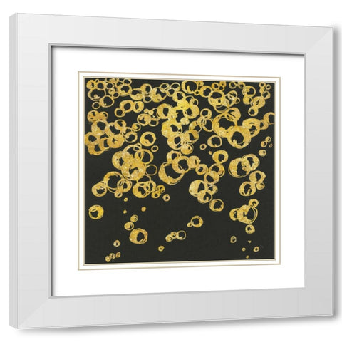 Gold Bubbles II White Modern Wood Framed Art Print with Double Matting by Paschke, Chris