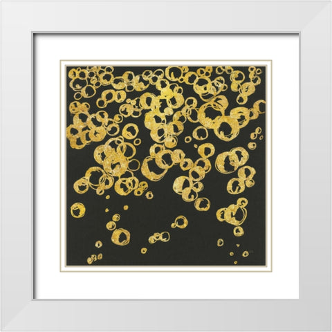 Gold Bubbles II White Modern Wood Framed Art Print with Double Matting by Paschke, Chris