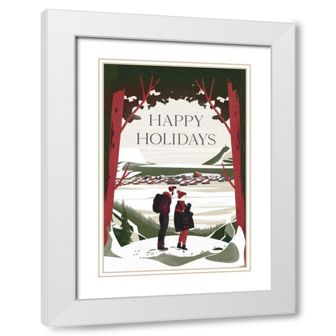 Happy Holidays Red White Modern Wood Framed Art Print with Double Matting by Escalante, Omar