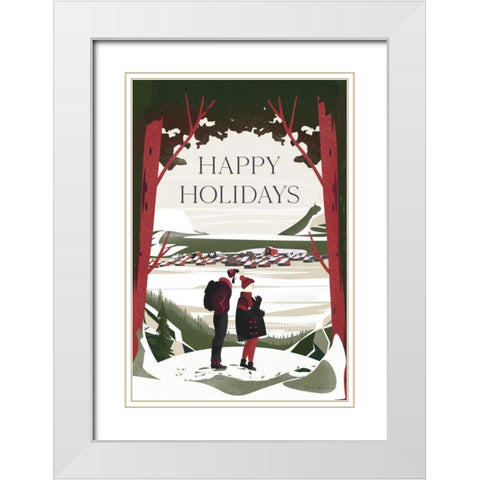 Happy Holidays Red White Modern Wood Framed Art Print with Double Matting by Escalante, Omar