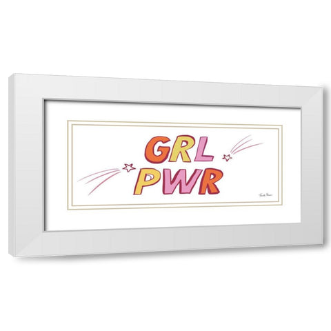 Girl Power White Modern Wood Framed Art Print with Double Matting by Zaman, Farida