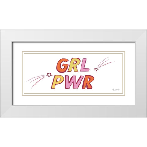 Girl Power White Modern Wood Framed Art Print with Double Matting by Zaman, Farida