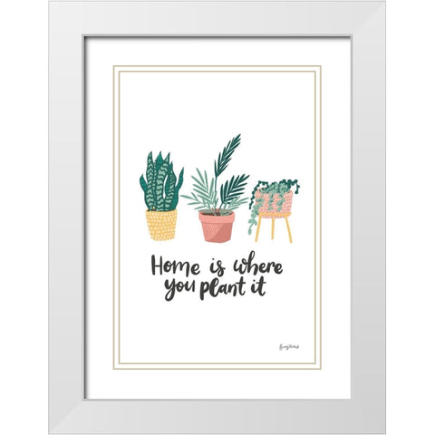 Plant It Retro White Modern Wood Framed Art Print with Double Matting by Thorns, Becky