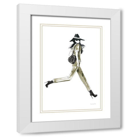 Out On the Town I Olive White Modern Wood Framed Art Print with Double Matting by Charro, Mercedes Lopez