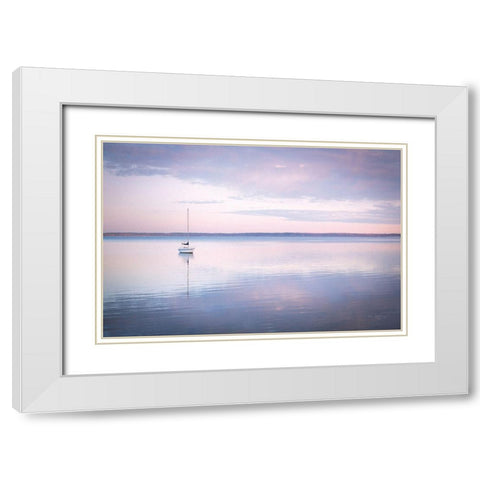 Sailboat in Bellingham Bay I Vignette White Modern Wood Framed Art Print with Double Matting by Majchrowicz, Alan