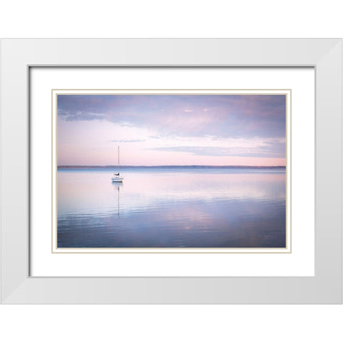 Sailboat in Bellingham Bay I Vignette White Modern Wood Framed Art Print with Double Matting by Majchrowicz, Alan