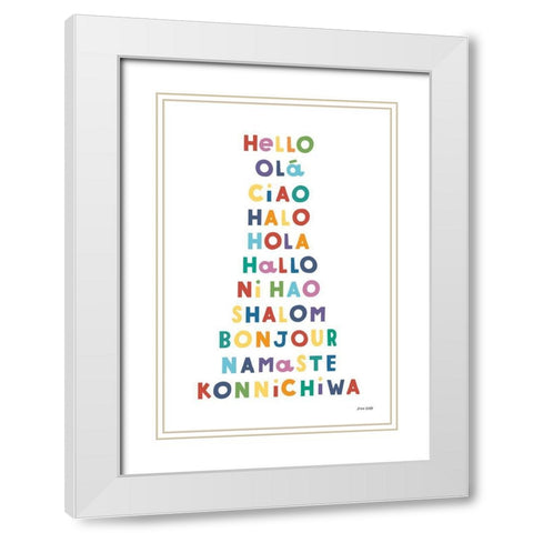 Say Hello White Modern Wood Framed Art Print with Double Matting by Kelle, Ann