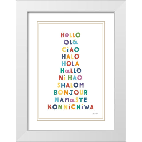 Say Hello White Modern Wood Framed Art Print with Double Matting by Kelle, Ann