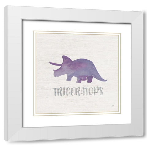 Triceratops Sq White Modern Wood Framed Art Print with Double Matting by Panganiban, Karyn
