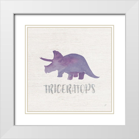Triceratops Sq White Modern Wood Framed Art Print with Double Matting by Panganiban, Karyn