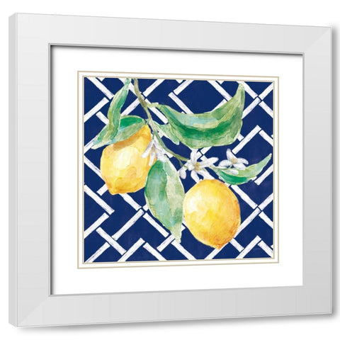 Everyday Chinoiserie Lemons I White Modern Wood Framed Art Print with Double Matting by Urban, Mary