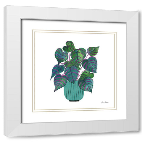 Potted Jewels I Aqua White Modern Wood Framed Art Print with Double Matting by Zaman, Farida
