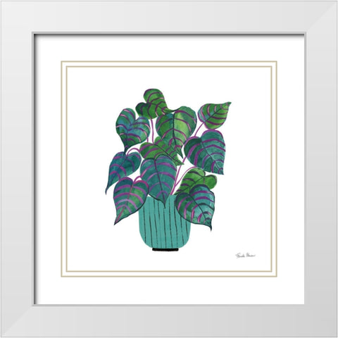 Potted Jewels I Aqua White Modern Wood Framed Art Print with Double Matting by Zaman, Farida