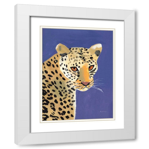Colorful Cheetah White Modern Wood Framed Art Print with Double Matting by Munger, Pamela
