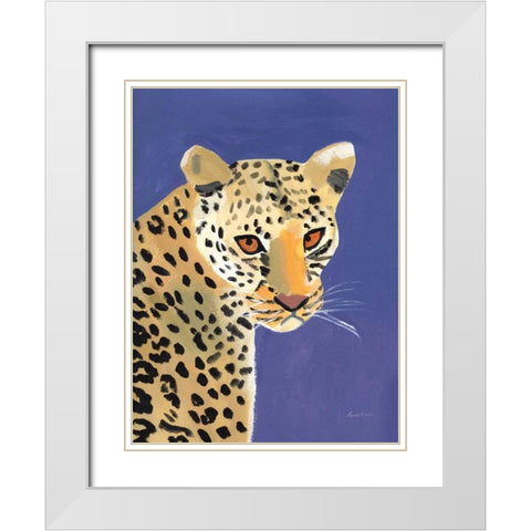 Colorful Cheetah White Modern Wood Framed Art Print with Double Matting by Munger, Pamela