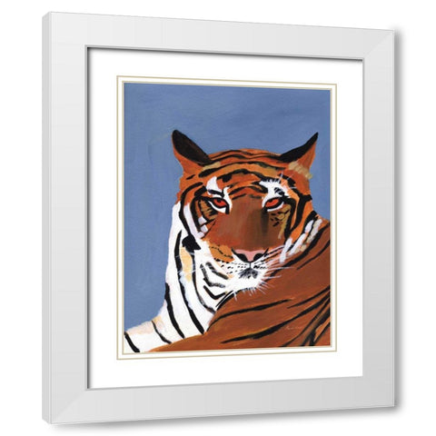 Colorful Tiger White Modern Wood Framed Art Print with Double Matting by Munger, Pamela