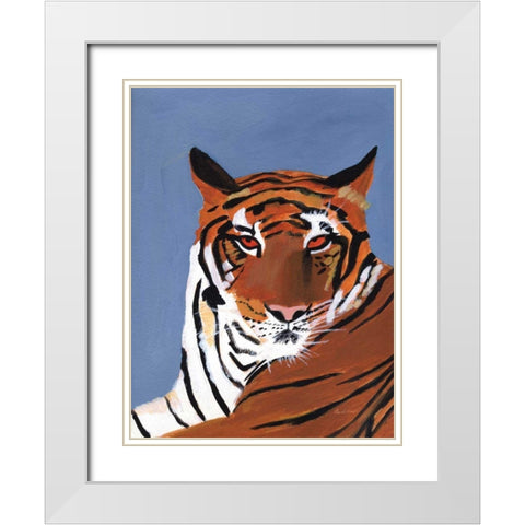 Colorful Tiger White Modern Wood Framed Art Print with Double Matting by Munger, Pamela