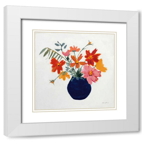 Simplicity Bouquet II White Modern Wood Framed Art Print with Double Matting by Munger, Pamela