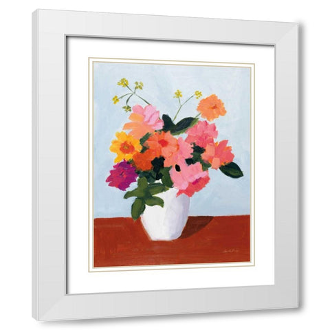 Brightness in Bloom White Modern Wood Framed Art Print with Double Matting by Munger, Pamela