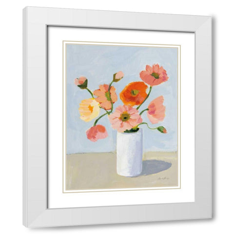 Iceland Poppies White Modern Wood Framed Art Print with Double Matting by Munger, Pamela