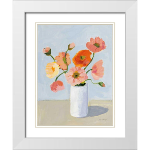 Iceland Poppies White Modern Wood Framed Art Print with Double Matting by Munger, Pamela
