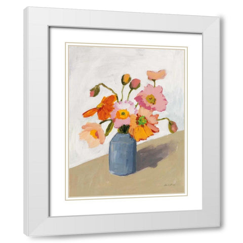 Subtle Bouquet White Modern Wood Framed Art Print with Double Matting by Munger, Pamela