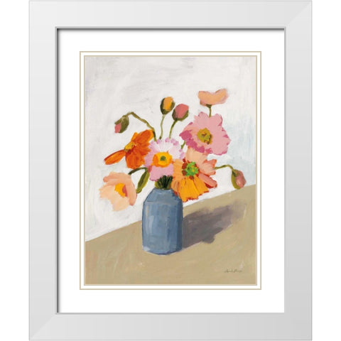 Subtle Bouquet White Modern Wood Framed Art Print with Double Matting by Munger, Pamela