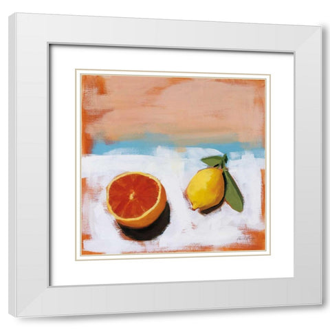 Fruit and Cheer I White Modern Wood Framed Art Print with Double Matting by Munger, Pamela