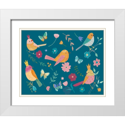Royal Birds I Blue White Modern Wood Framed Art Print with Double Matting by Zaman, Farida