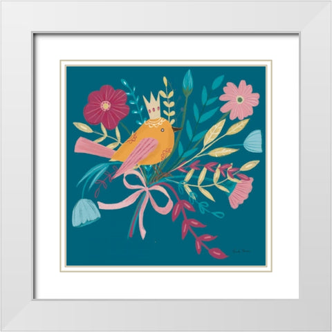 Royal Birds II Blue White Modern Wood Framed Art Print with Double Matting by Zaman, Farida