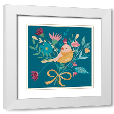Royal Birds III Blue White Modern Wood Framed Art Print with Double Matting by Zaman, Farida