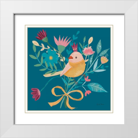 Royal Birds III Blue White Modern Wood Framed Art Print with Double Matting by Zaman, Farida