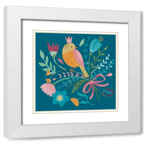 Royal Birds IV Blue White Modern Wood Framed Art Print with Double Matting by Zaman, Farida