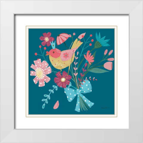 Royal Birds V Blue White Modern Wood Framed Art Print with Double Matting by Zaman, Farida